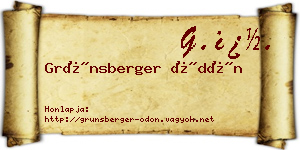 Grünsberger Ödön névjegykártya